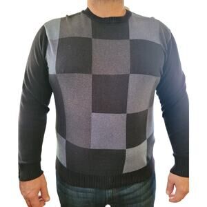 Alex Cannon Men's Black & Gray Colorblock Sweater Sz Medium Cosby Grandpacore